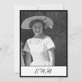 80:e Eleganten på födelsedagen: Photo Black White  Inbjudningar