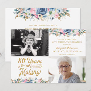 80:e eller Annat År YEARS IN THE MAKING Blommig Inbjudningar