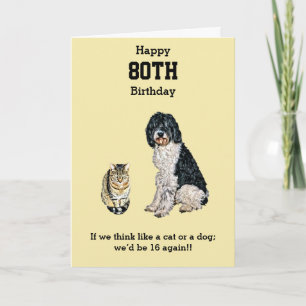 80:e födelsedag 16 igen som en katt eller hund kort