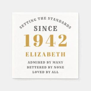 80:e födelsedag 1942 fullt redigerbar Guld White Pappersservett