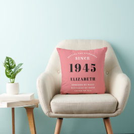 80:e födelsedag 1945 Rosa Girly Elegant Chic Kudde