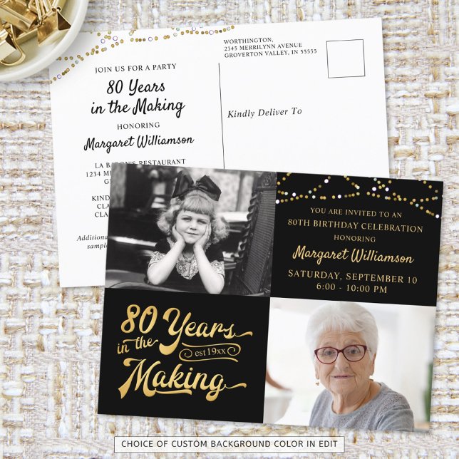 80:e födelsedag 2 Foton Retro år i Skapar Vykort (Skapare uppladdad)