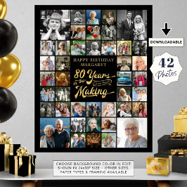 80:e födelsedag 42 fotokollage ÅR I SKAPAR Poster