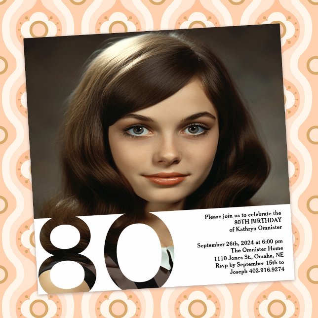 80:e födelsedag - 5,25 x 5,25 inbjudningar (Skapare uppladdad)