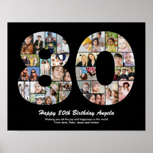 80:e födelsedag 80 Photo Collage Gift Poster