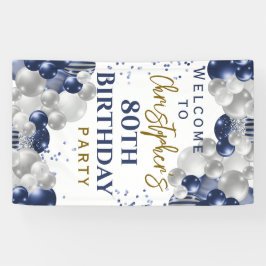 80:e födelsedag Blå ballonger Party Välkommen