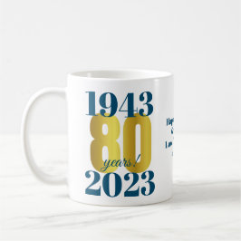 80:e födelsedag, blå Guld Kaffemugg