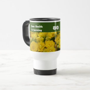 80:e födelsedag Blommigt för ljusblomma Gult Resemugg
