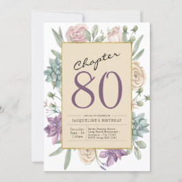 80:e födelsedag Blommigt Party Inbjudningar