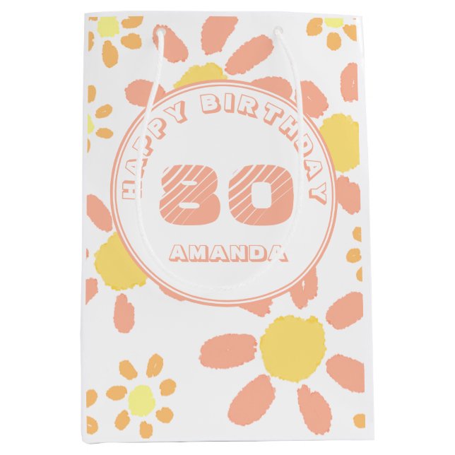 80:e födelsedag Blommönstret Vattenfärg blomma (Framsidan)