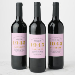80:e födelsedag Born 1945 Lägg till Namn Rosa Gråt Vinflaska Etikett