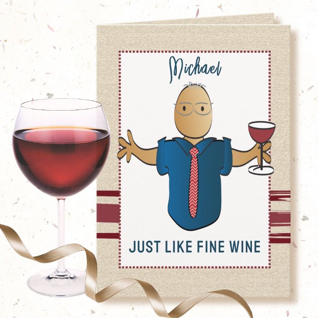 80:e födelsedag Bra Vin Roligt Manlig Tecknad Mode Kort (Skapare uppladdad)