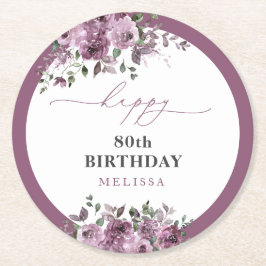 80:e födelsedag Elegant Lila Ro Underlägg Papper Rund