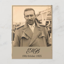 80:e födelsedag Elegant Male Monogram Photo Inbjudan Vykort