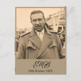 80:e födelsedag Elegant Male Monogram Photo Inbjudan Vykort