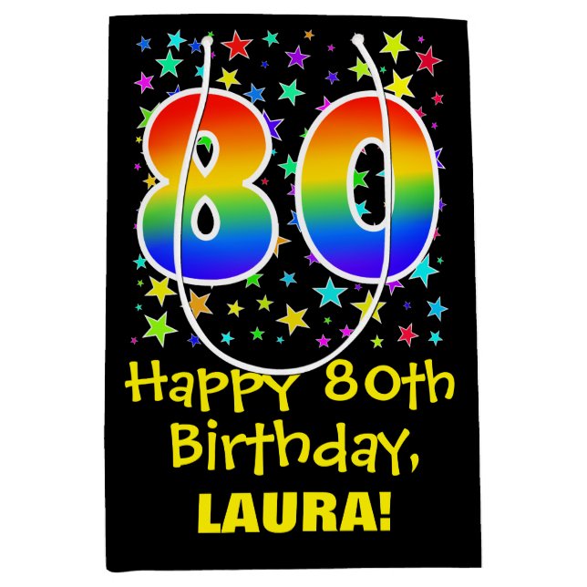 80:e födelsedag: Färga stjärnor Mönster och regnbå (Framsidan)