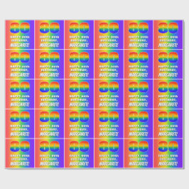 80:e födelsedag: Färgfull, Roligt Rainbow Mönster  Presentpapper