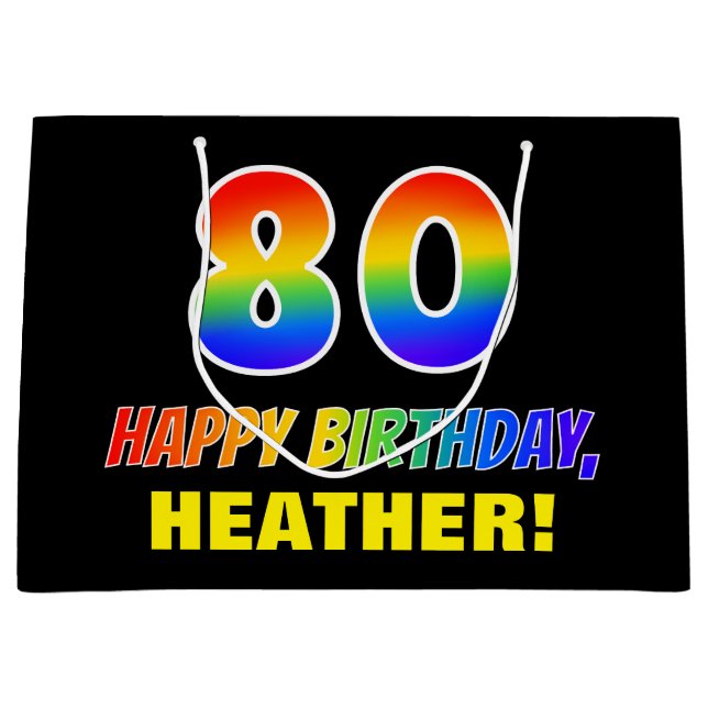 80:e födelsedag: fetstil, Roligt, enkel, regnbåge  (Framsidan)