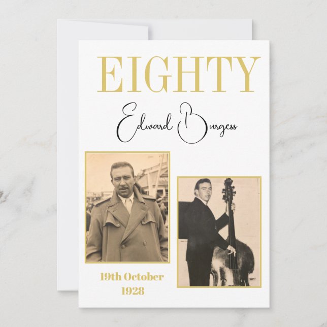 80:e födelsedag Foto Male Modern Birthday Inbjudningar (Framsida)