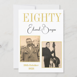 80:e födelsedag Foto Male Modern Birthday Inbjudningar