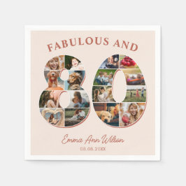 80:e födelsedag Fotokollage-Elegant och tidslös Pappersservett