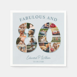 80:e födelsedag Fotokollage-Elegant och tidslös Pappersservett