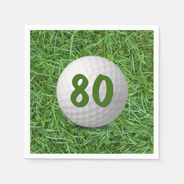 80:e födelsedag Golf Boll på gräs Pappersservett (Framsidan)