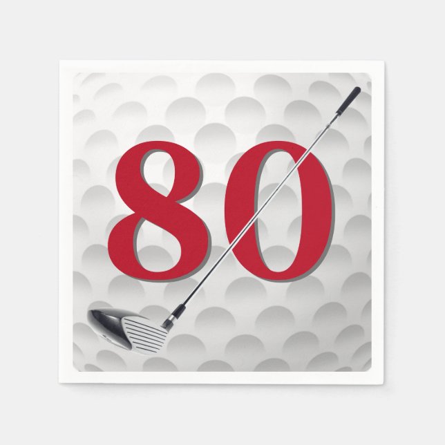 80:e födelsedag Golf Klubb Napkins Pappersservett (Framsidan)