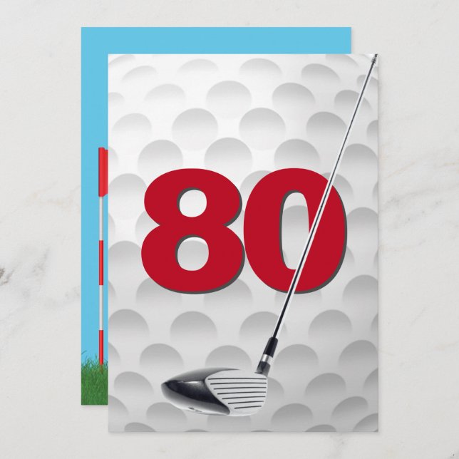 80:e födelsedag Golf-Temapartyet Inbjudningar (Fram/baksida)