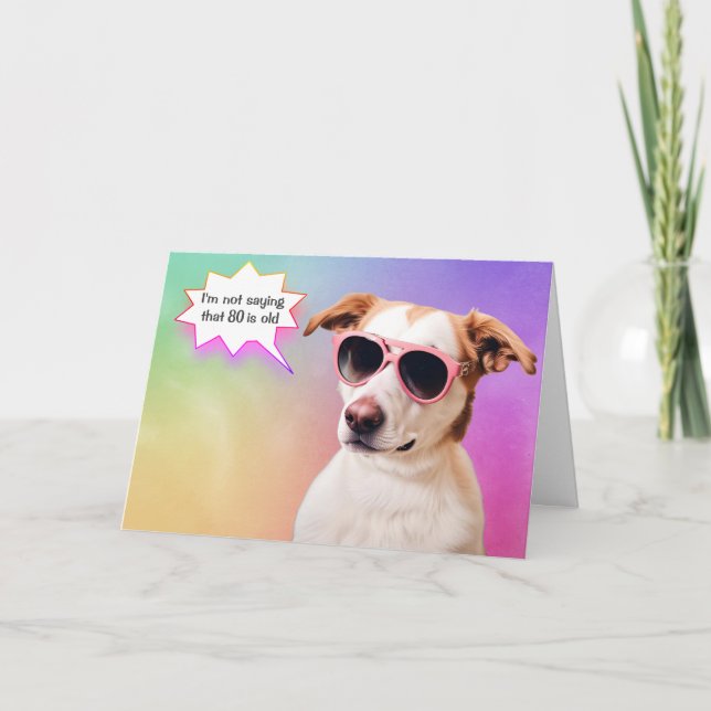 80:e födelsedag Hound Hund on Rainbow Kort (Framsida)