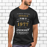 80:e födelsedag Lägg till Namn år Legendary Black  T Shirt<br><div class="desc">Gör ett speciellt påstående och visa upp stil med vår 80:e födelsedag Lägg till Namn-årsjubileet Black Guld T-Shirt. Perfekt för din kommande födelsedagsfirande, det är anpassade och gör att du kan välja ett speciellt namn och år som ska tryckas på Tee i vackert skript. Den pulserande svarta och guld-kombinationen gör...</div>