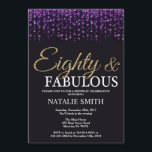 80:e födelsedag Lila och Guld Glitter Inbjudningar<br><div class="desc">80:e födelsedagsinbjudan. Åttio och Fabulous. Svart Lila och Guld Glitter. Vuxens Födelsedagsfest. För manar eller kvinnor. Om du vill göra ytterligare anpassningar klickar du på knappen "Anpassa" och användor verktyg som är utformat för att ändra mallen.</div>