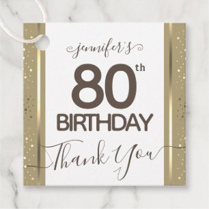 80:e födelsedag med Guld Elegant-skript - favorite Gåvor Etiketter