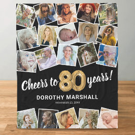 80:e födelsedag med multifoto fleecefilt