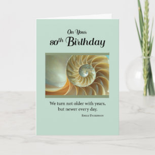 80:e födelsedag med Spiral-sjöskal på Grönt Card Kort