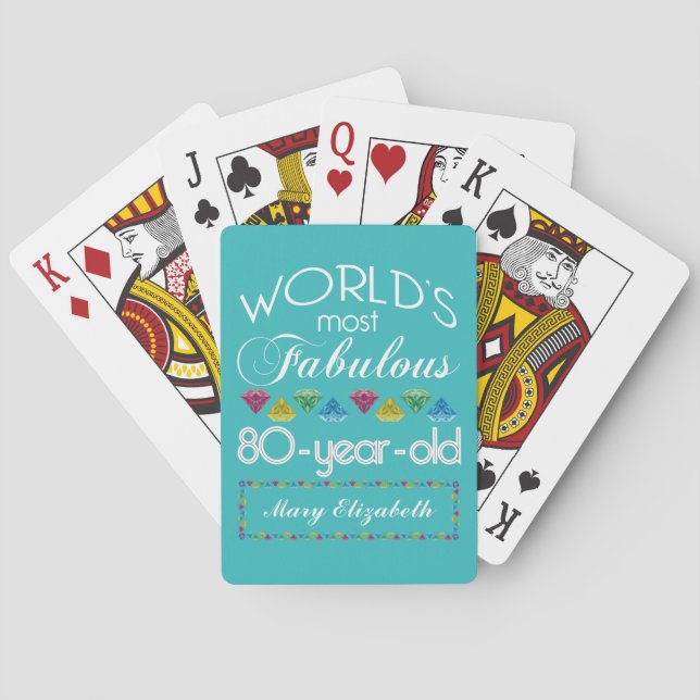80:e födelsedag Mest färglösa Gem Turcos Casinokort (Baksidan)
