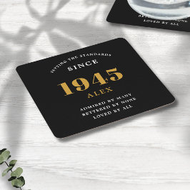 80:e födelsedag Namn 1945 Svarta Guld-Elegantens C Underlägg Papper Kvadrat
