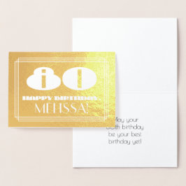 80:e födelsedag: Namn + Art Deco Inspired (80) Folierat Kort