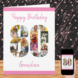 80:e födelsedag nummer 80 Fotokollage Big Anpassni Kort