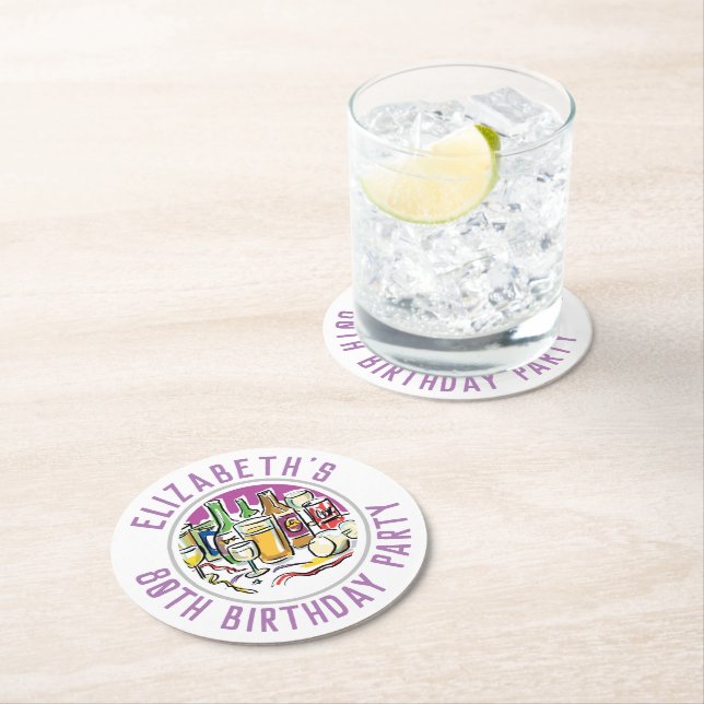 80:e födelsedag Papper Underlägg Rund (Insitu)