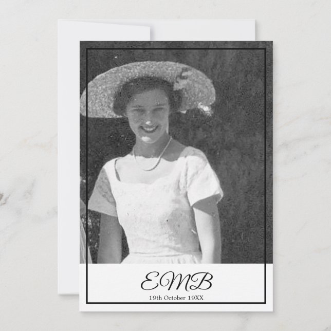 80:e födelsedag Photo Monogram Elegant Birthday Inbjudningar (Baksida)