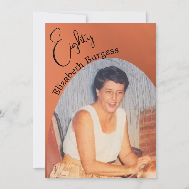 80:e födelsedag Photo Terracotta Elegant Birthday Inbjudningar (Baksida)