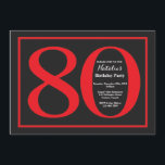 80:e födelsedag: Röd och svart kalkbräde Inbjudningar<br><div class="desc">80:e födelsedagsinbjudan. Röd och svart Födelsedagsfest Inbjudan med bakgrundsbild för färgkort. Överraskad födelsedag. Vuxen Birthday. Manar eller Kvinnor Bday Bash Party. Om du vill göra ytterligare anpassningar klickar du på knappen "Anpassa" och användor verktyg som är utformat för att ändra mallen.</div>