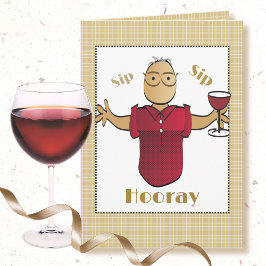 80:e födelsedag Röd Vin Cute från Ethnic Male Teck Kort
