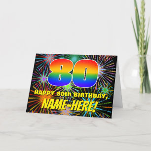80:e födelsedag: Roligt, färgstarka brinnande fyrv Kort