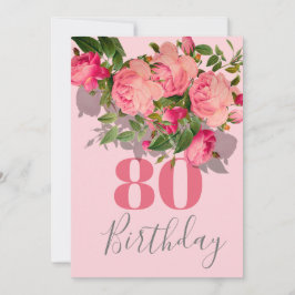 80:e födelsedag Rosa 80:e Blommigten Ro Elegant Inbjudningar