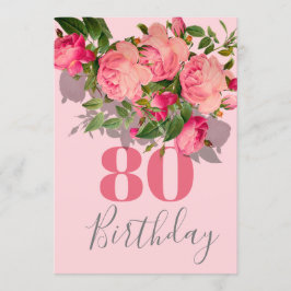 80:e födelsedag Rosa 80:e Blommigten Ro Elegant Inbjudningar