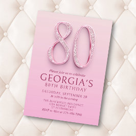 80:e födelsedag Rosa Diamonder Inbjudningar