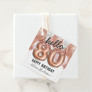 80:e födelsedag Rosa Glitter Gåvor Etiketter
