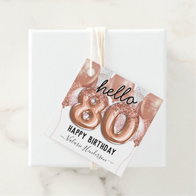 80:e födelsedag Rosa Glitter Gåvor Etiketter (På plats)
